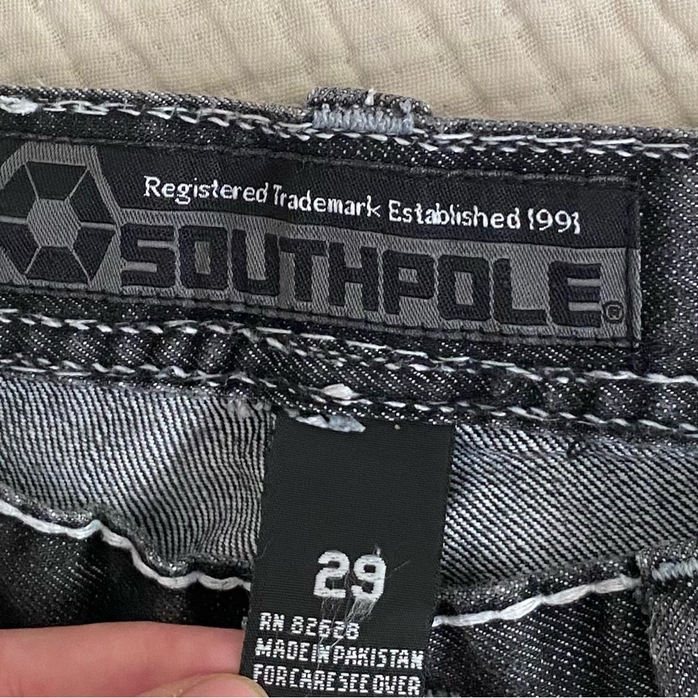 Vintage South Pole Mens Black Baggy Denim Shorts - Picture 5 of 5